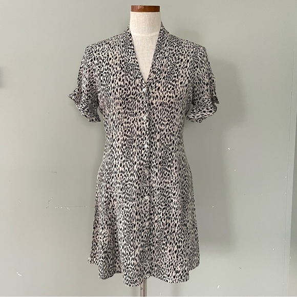 All Saints Fay Leopard print Shirt dress preowned size XS - Picture 1 of 6